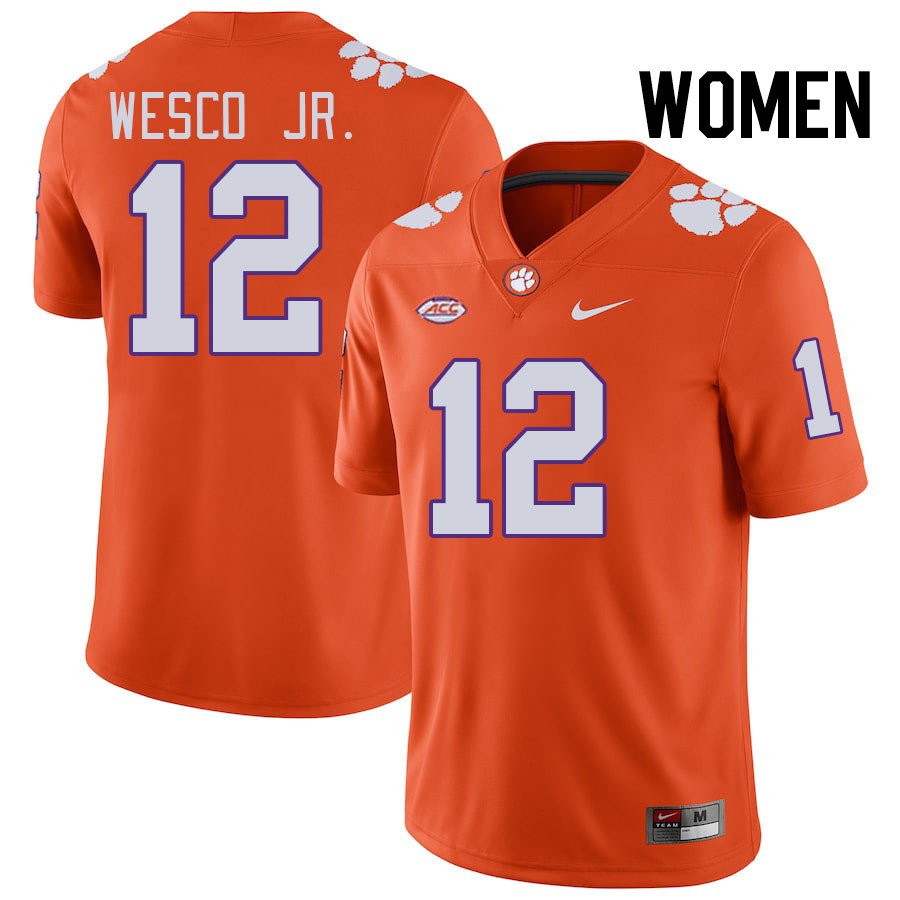 Women #12 Bryant Wesco Jr. Clemson Tigers College Football Jerseys Stitched-Orange